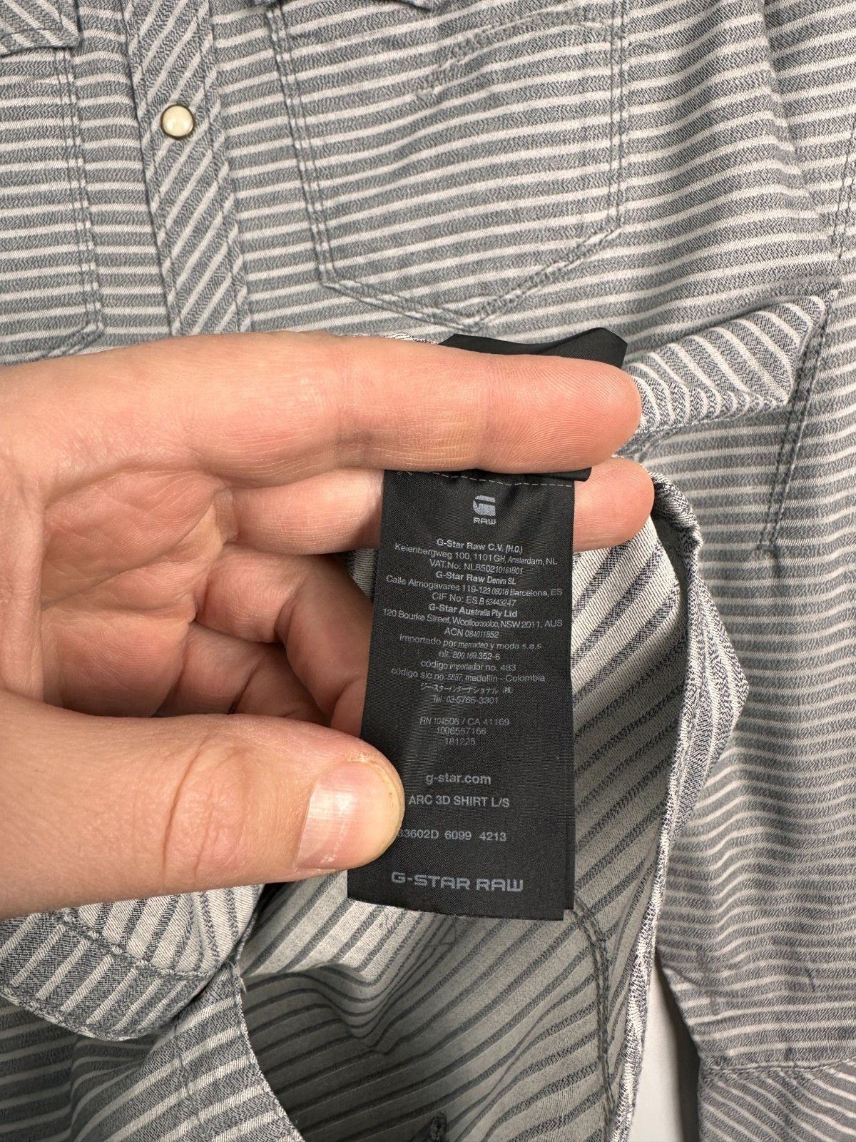 G-Star G-Star Raw Arc 3D Shirt Long Sleeve Buttons Gray Size M Size US M / EU 48-50 / 2 - 7 Thumbnail