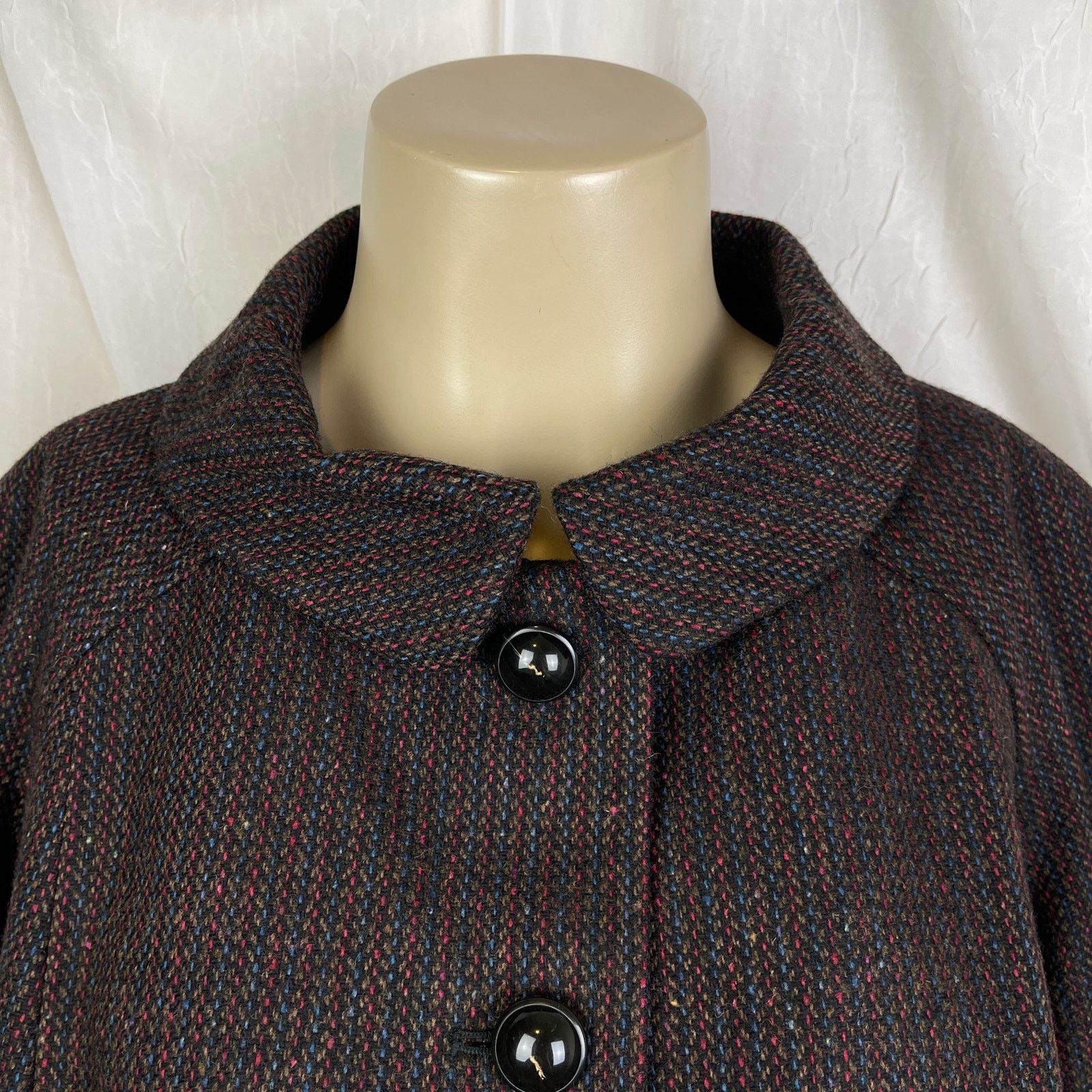 Vintage VTG Y2K Semantiks Cozy Tweed Jacket Brown Black Cottagecore Size M / US 6-8 / IT 42-44 - 2 Thumbnail