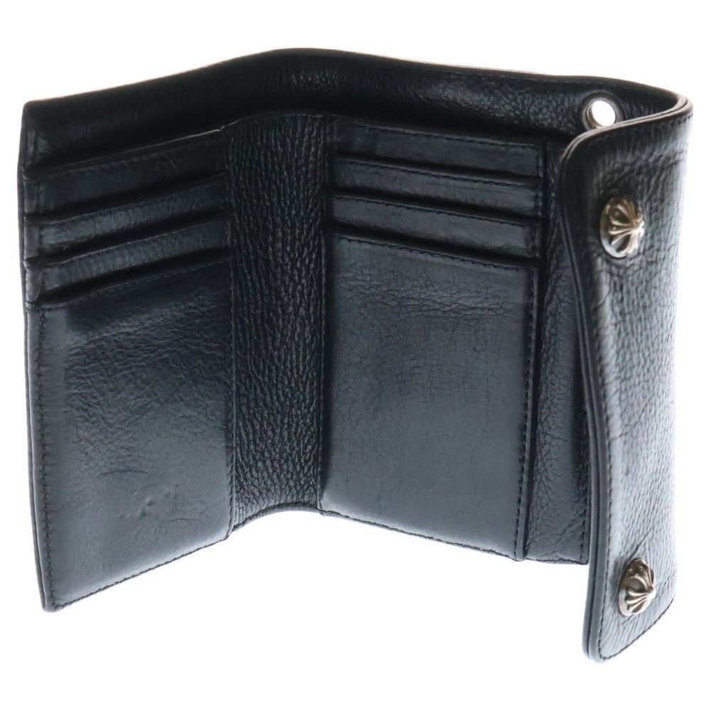 Chrome Hearts wave mini風　black wallet CHROME HEARTS WAVE MINI Leather Wallet Black