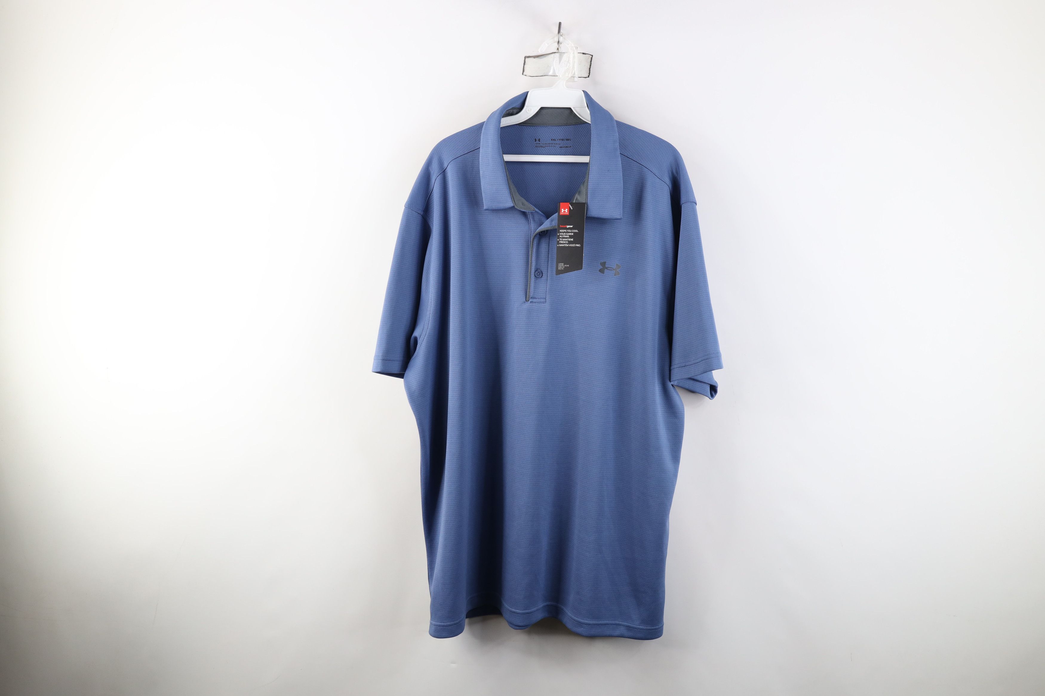 Under Armour New Under Armour HeatGear Collared Golf Polo Shirt Blue Size US XXL / EU 58 / 5 - 1 Thumbnail