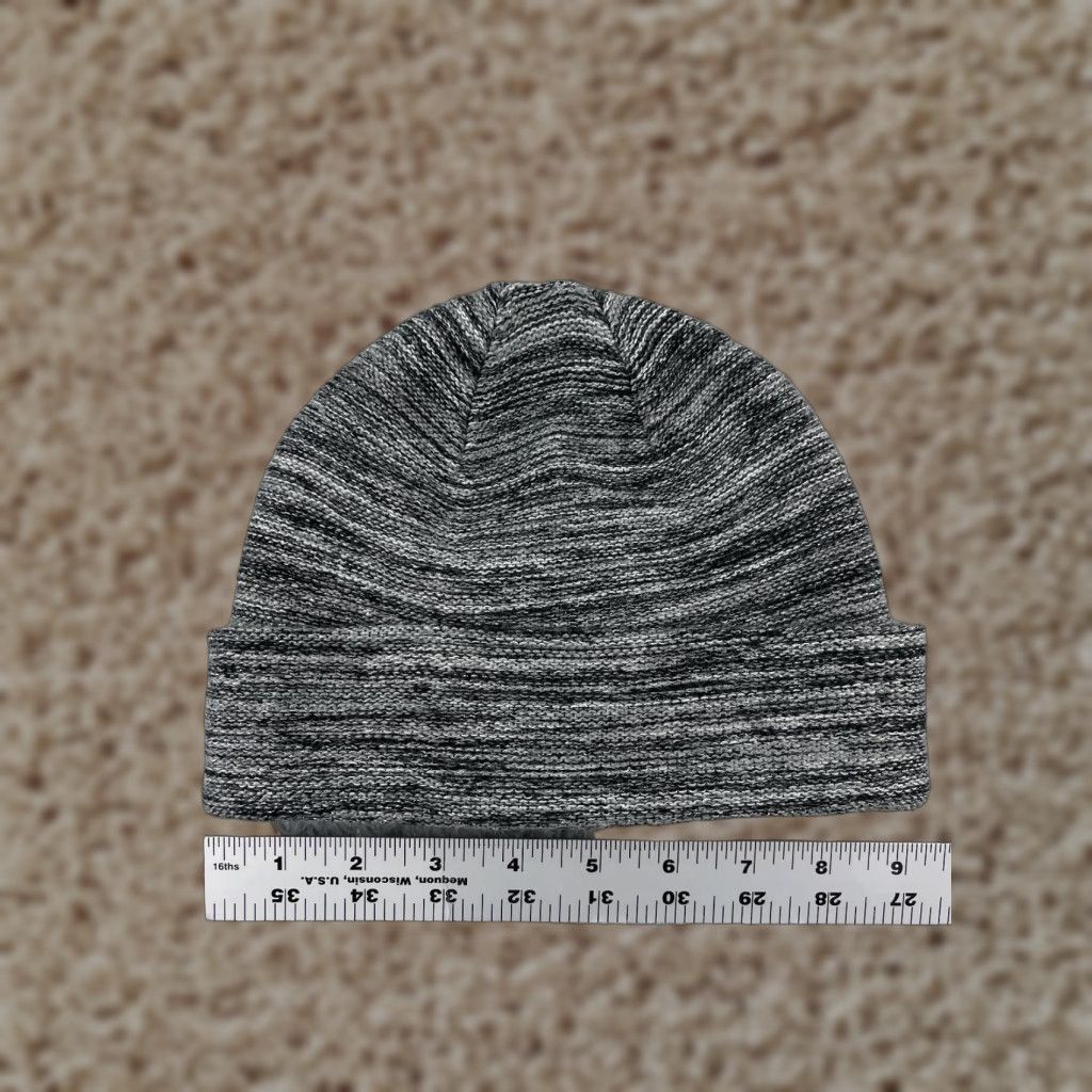White House Black Market White House Black Market Beanie Womens One Size Gray Stripe Knit Acrylic Size ONE SIZE - 1 Thumbnail