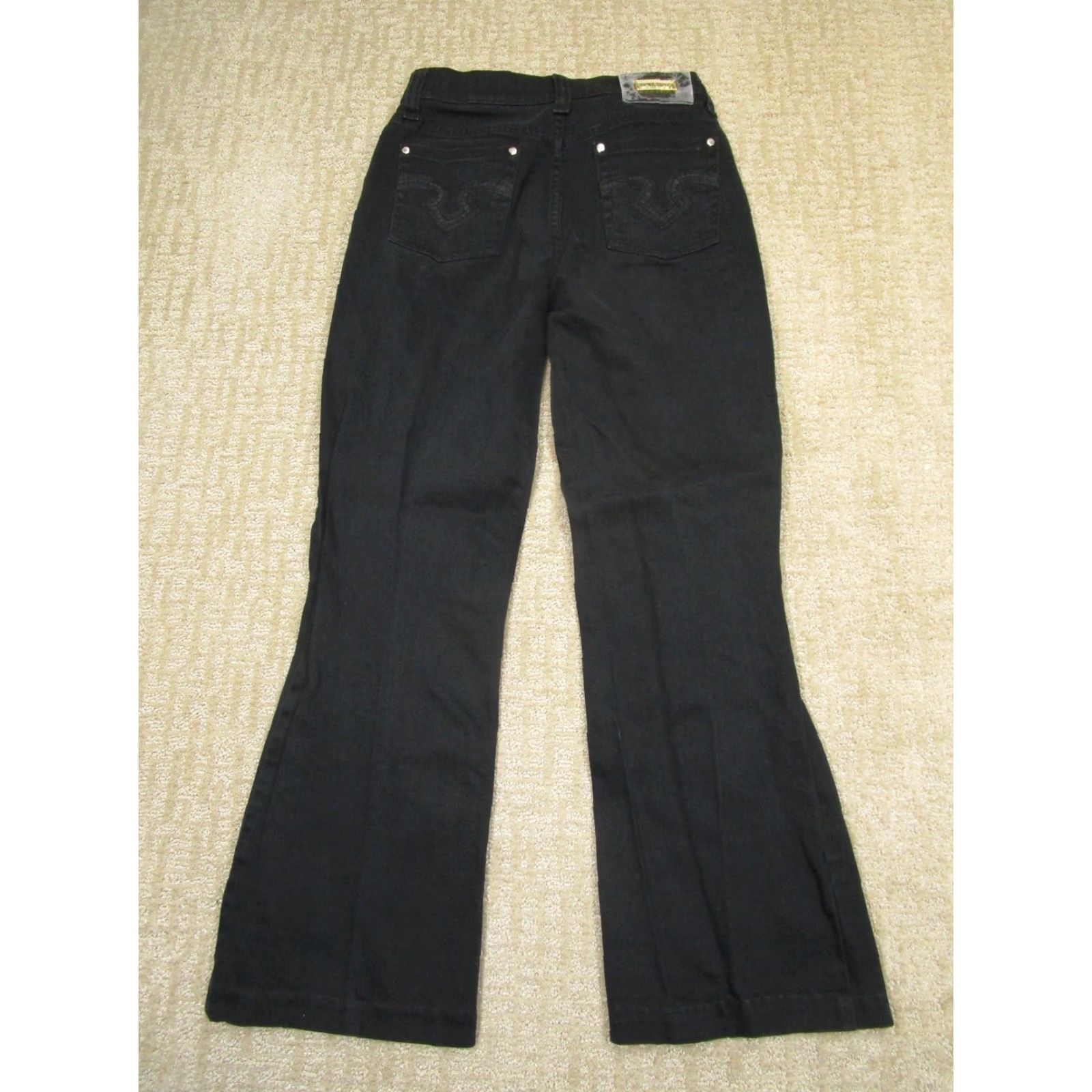 Vintage VINTAGE Lawman Jeans Women 5 Black High Rise Bootcut Pants Western 90s Retro Cowboy Damaged Back Patch 28 Size 28" / US 6 / IT 42 - 3 Thumbnail