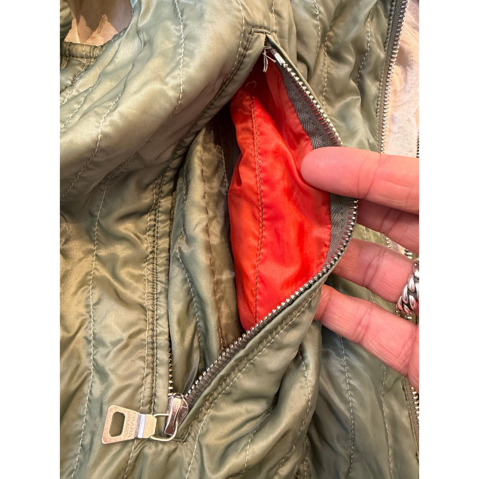 Prada Vintage Prada Green Viscose Bomber Jacket Size US L / EU 52-54 / 3 - 9 Thumbnail