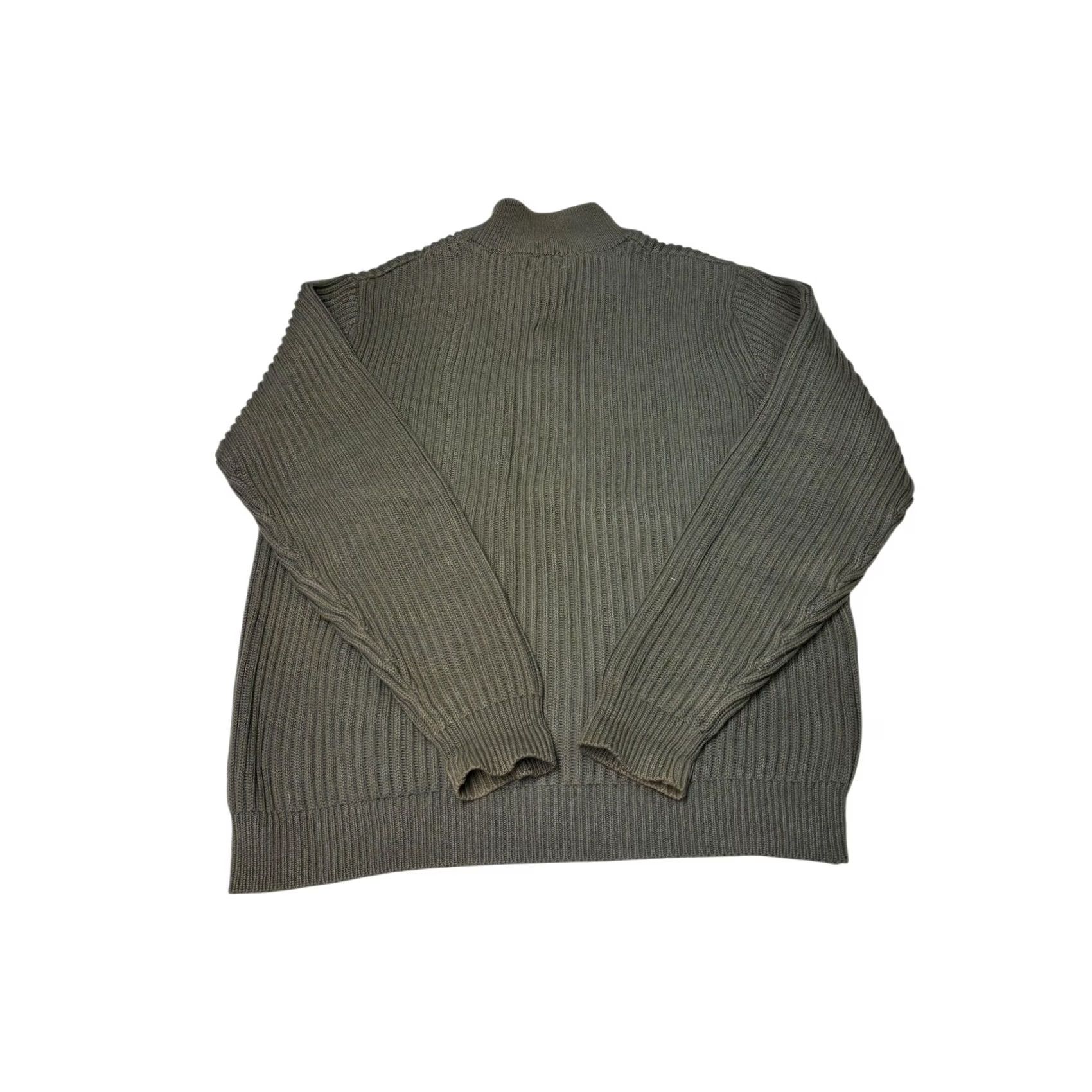 Vintage VINTAGE? Nope: LL Bean Mens Ribbed Quarter Zip Mock Neck Sweater Olive Green Cotton L REG Size US L / EU 52-54 / 3 - 3 Thumbnail