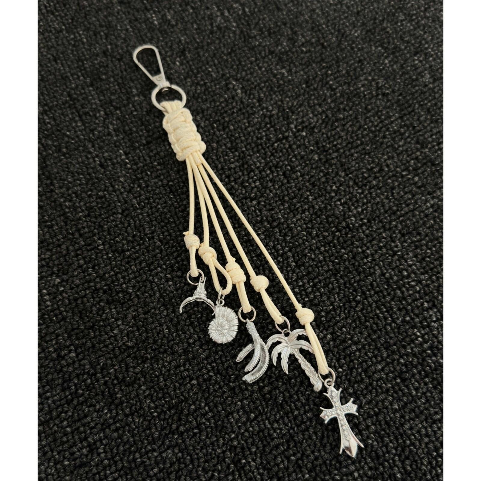 Jewelry Tropical Rope Keychain | Handwoven Palm Cross Charm Size ONE SIZE - 2 Thumbnail