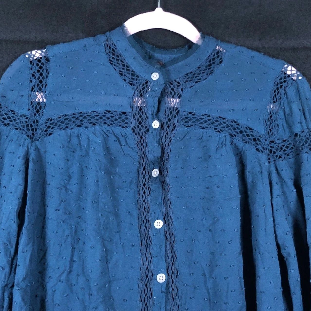 Free People Free People Shirt Blue Button-Down 100% Rayon XS Womens Long Sleeve Popcorn Relaxed Slim Button-Up Casual Workwear Boho 90s? Size XS / US 0-2 / IT 36-38 - 2 Thumbnail