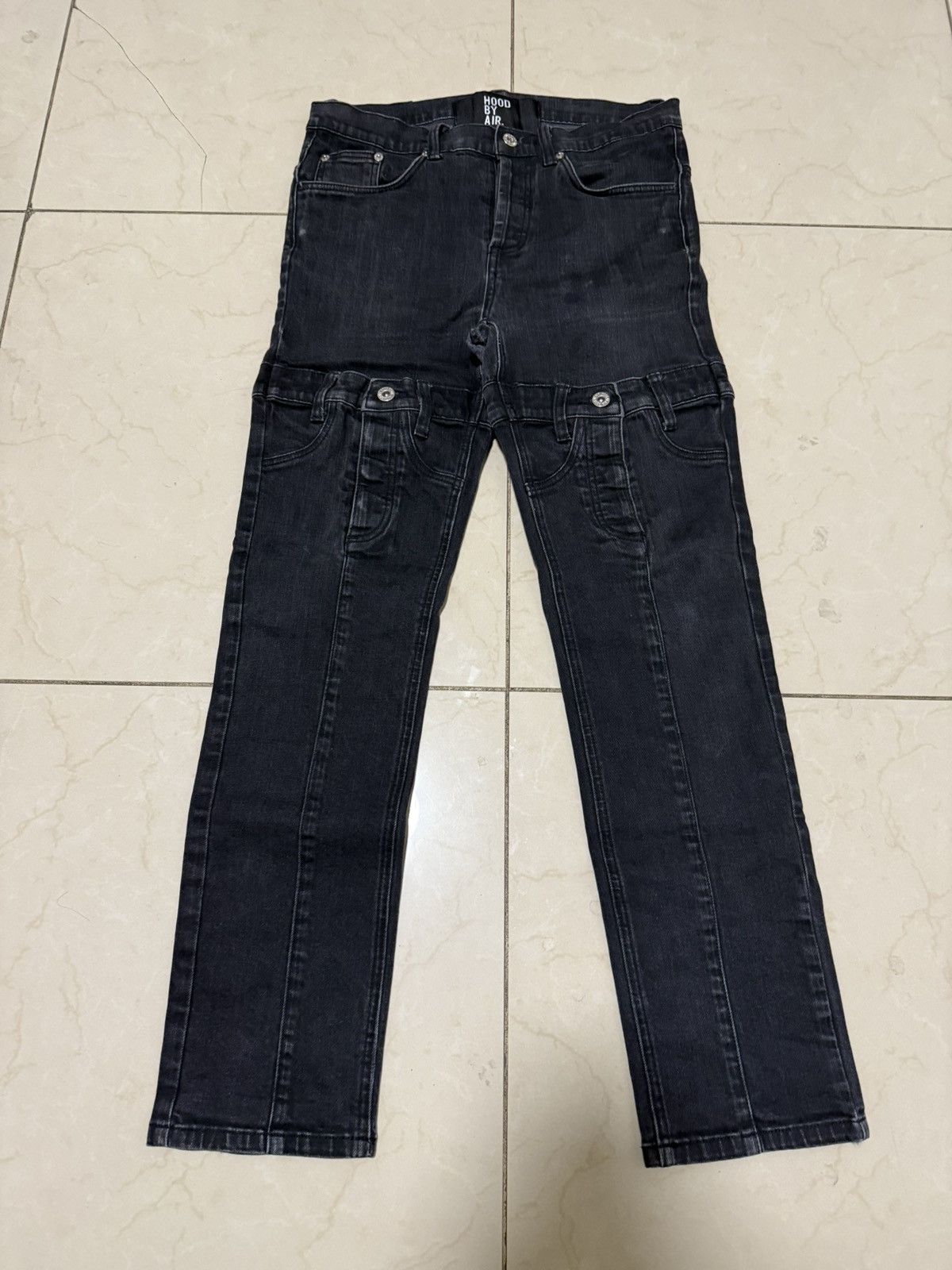 Hood By Air HBA Velcro Patch, Butt Zip Jeans Sz 32 = 34