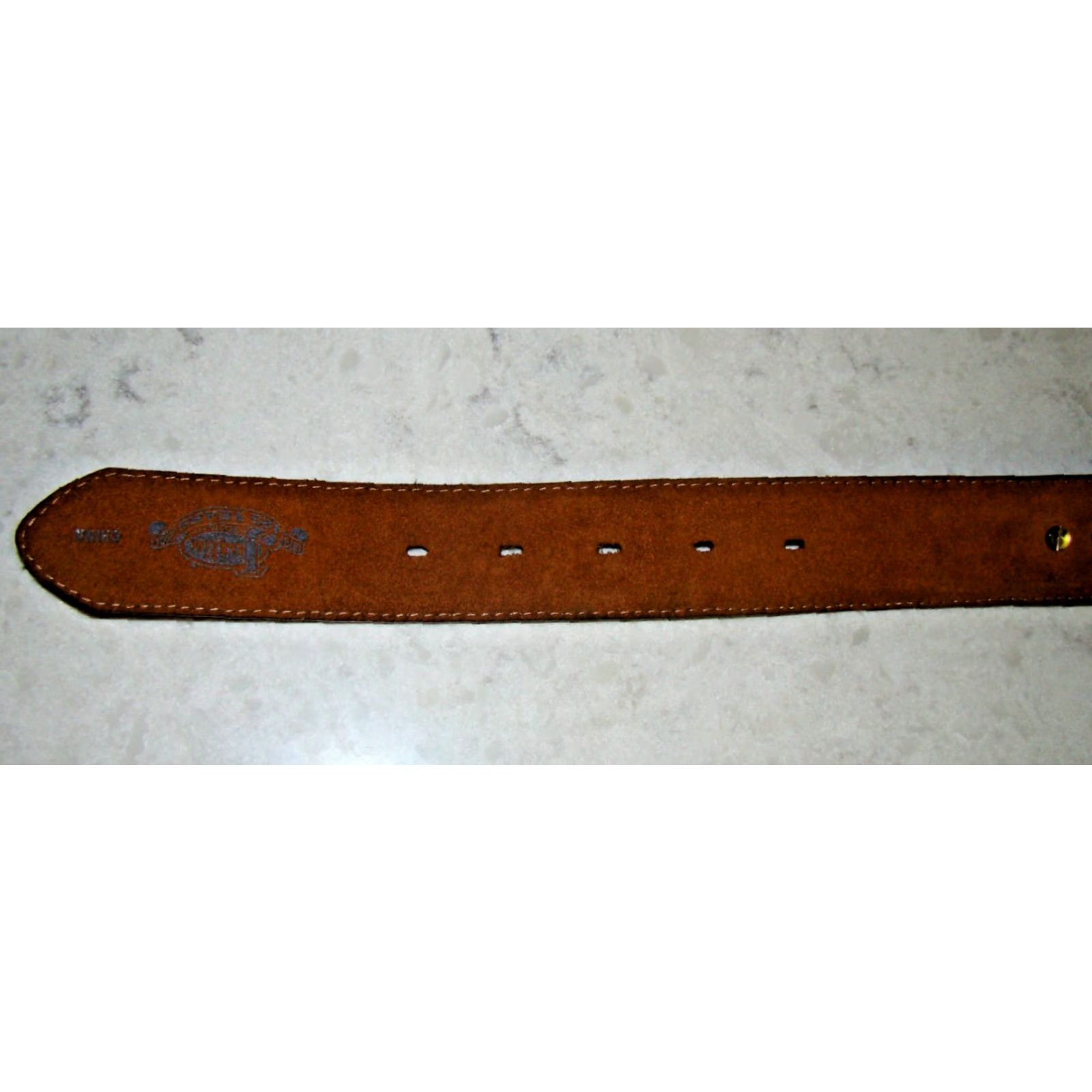 Vintage Justin THE WESTERNER Belt Mens 42 Tooled Leather Aztec Concho Brown 1 1/2” Western Mens Size 42 - 7 Thumbnail