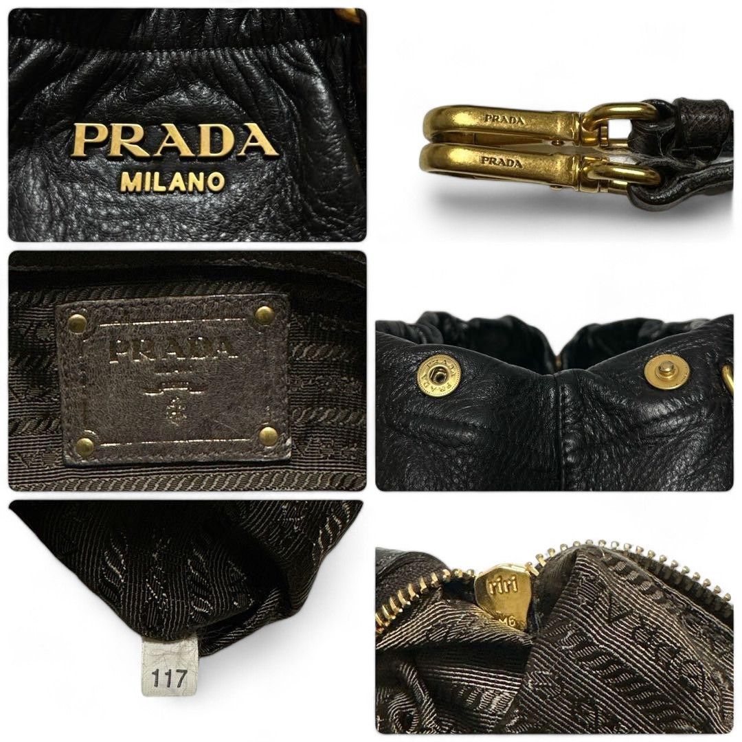 Prada Prada - Black Leather Brown Handbag Shoulder Bag Size ONE SIZE - 9 Thumbnail