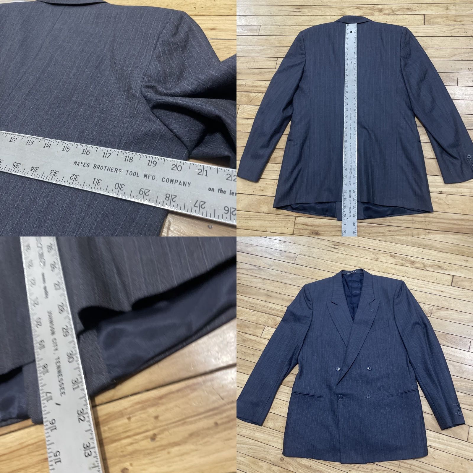 VINTAGE Giorgio Armani MANI Sport Coat Jacket Men 41R Wool Dark Gray Red Italy Blazer