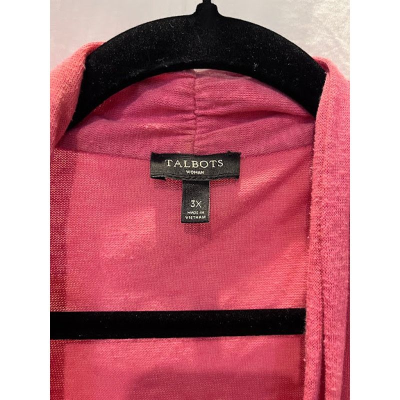 Talbots Talbots Woman Flyaway Open Slub Cardigan Pink 3X Size 3XL / US 20-22 - 3 Thumbnail
