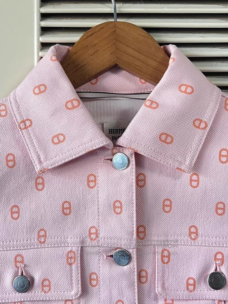 Hermes Hermes Pink Pig Nose Denim Jacket Size XXS / US 00 / IT 34 - 4 Thumbnail