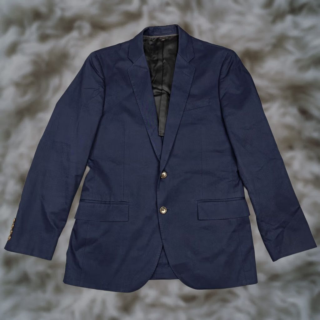J.Crew J Crew Blazer Mens 38S Blue Cotton Ludlow Slim Two Button Suit Jacket Larusmiani Size 38R - 1 Thumbnail