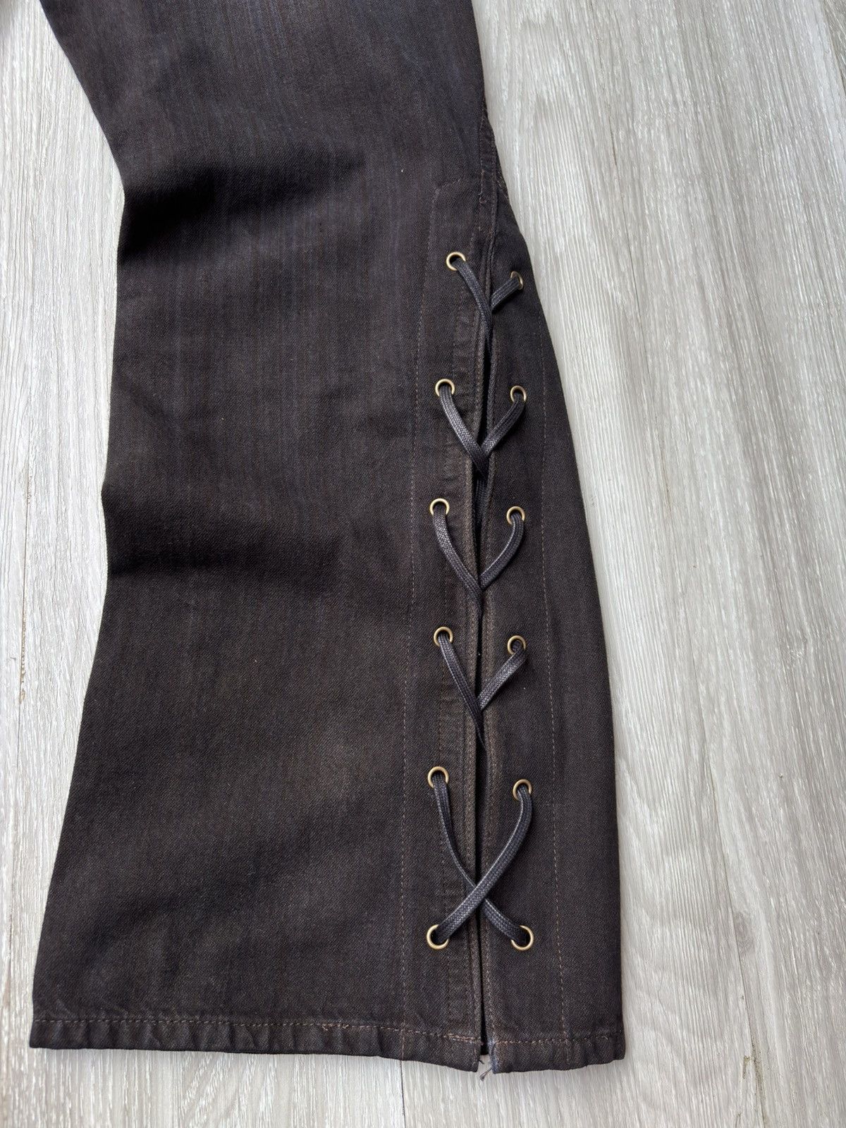 Japanese Brand MARQUISTONE real phyton lace-up flare jeans Size US 28 / EU 44 - 7 Thumbnail