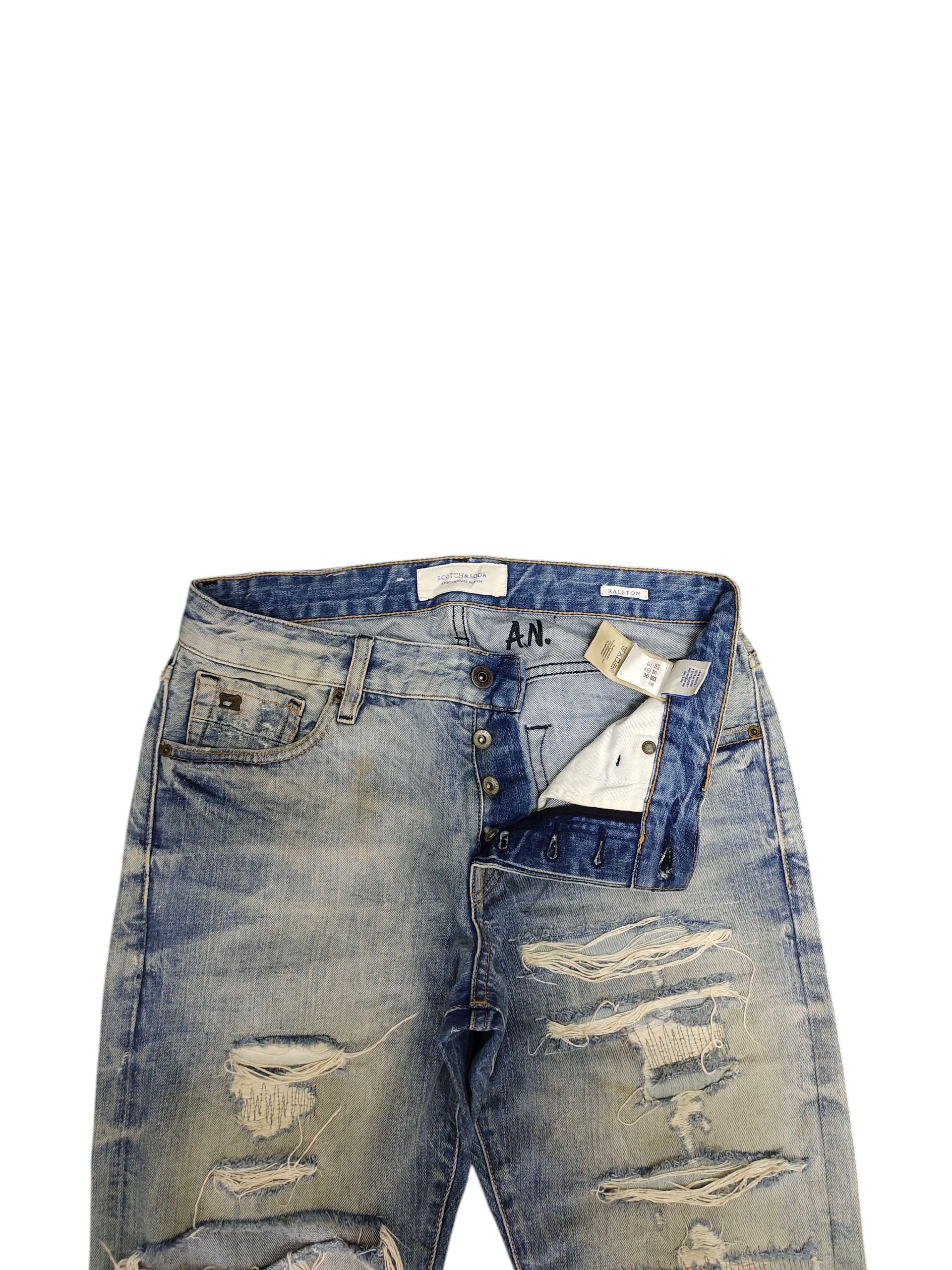 Scotch & Soda Vintage Y2k Scotch & Soda Clawmark Distress Faded Jeans Size US 30 / EU 46 - 7 Thumbnail