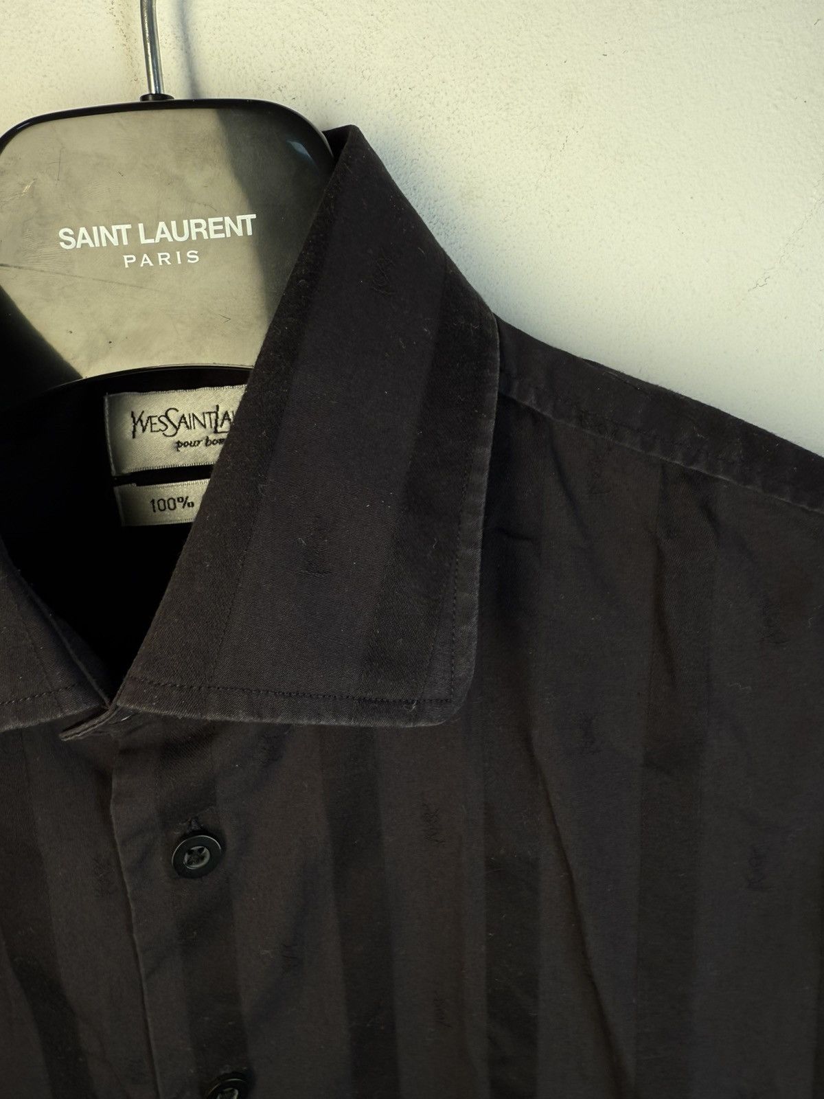 Yves Saint Laurent Monogram YSL Shirt Black Longsleeve Button Up Dress Collar Size US M / EU 48-50 / 2 - 12 Thumbnail