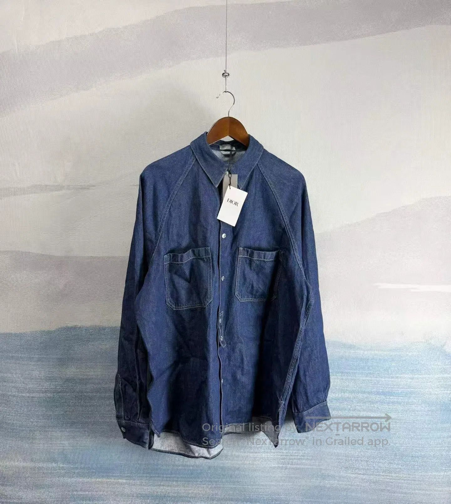 Dior Dior Dark Blue Double Pocket Denim Shirt with Leather Patc Size S / US 4 / IT 40 - 1 Thumbnail