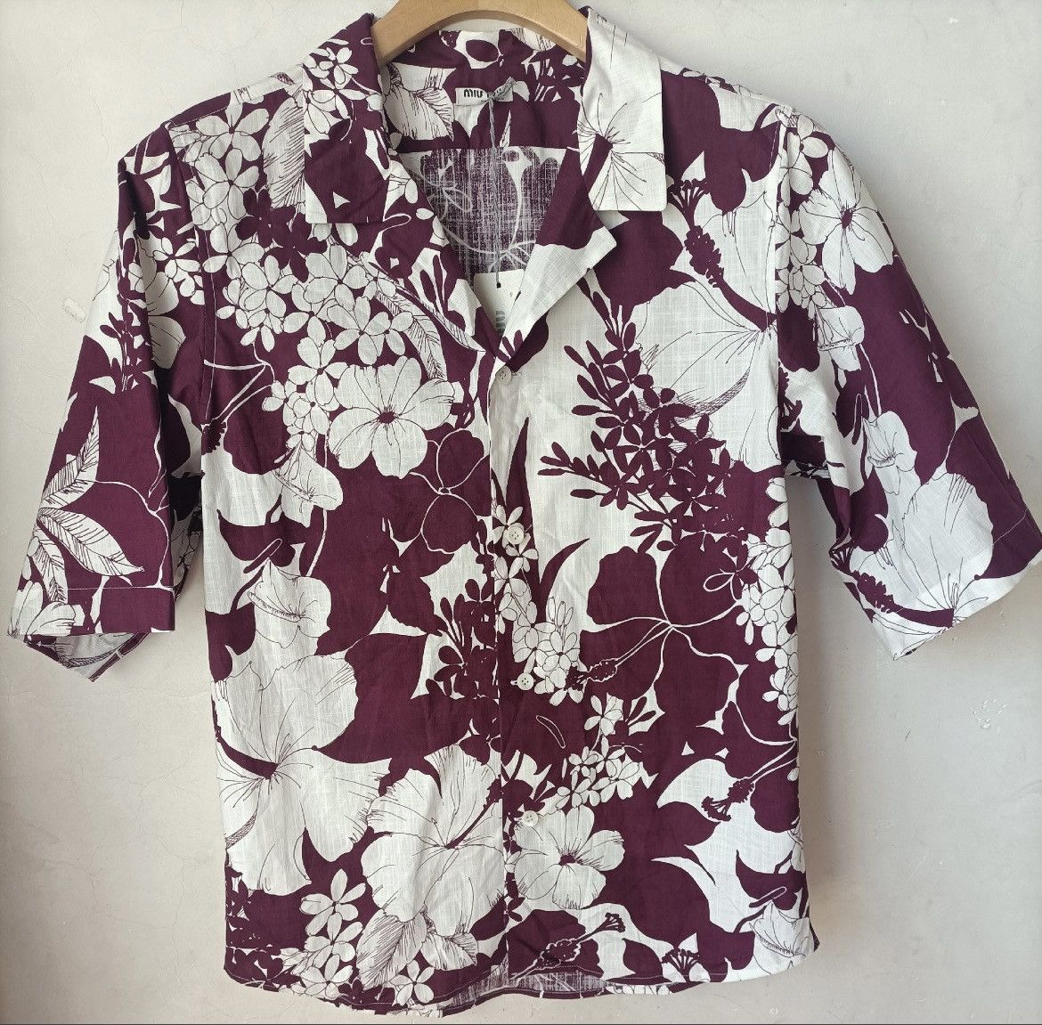 image of Miu Miu 2003Ss Floral Short-Sleeved Shirt, Men's (Size Small)