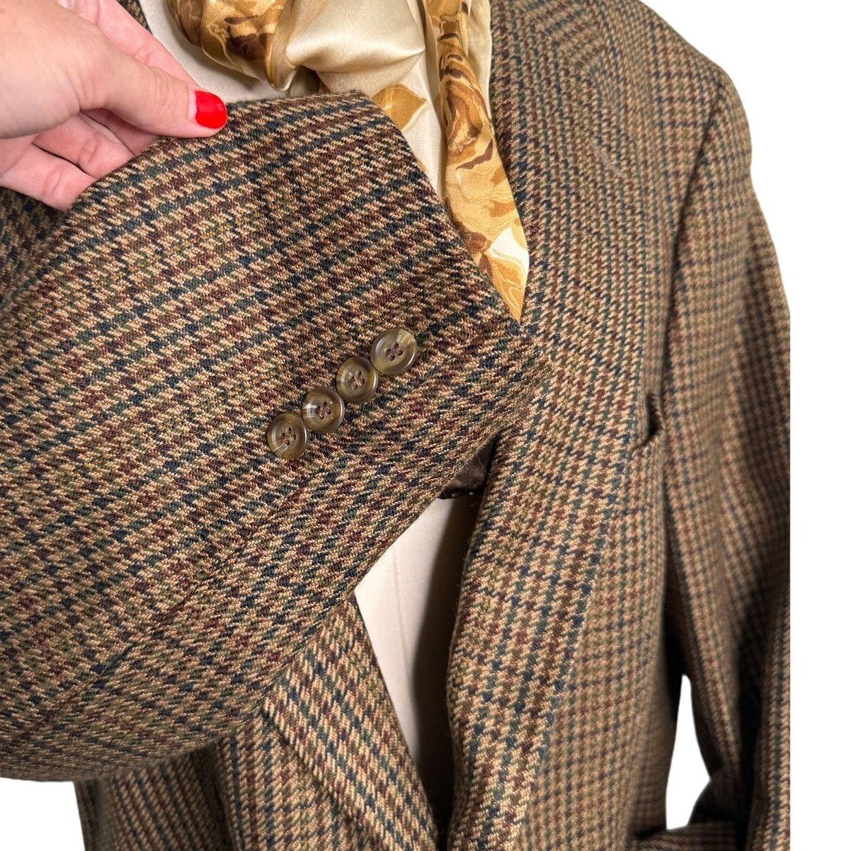 Chaps × Vintage Chaps Ralph Lauren Vintage Wool Houndstooth Blazer Brown 44R Size 44R - 3 Thumbnail