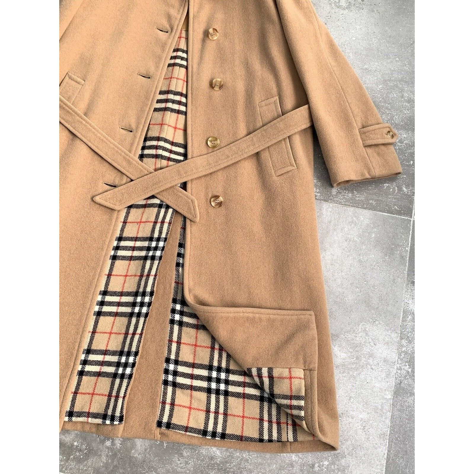 Burberry × Vintage Women's BURBERRYS CAMEL HAIR Wool Trench Coat Jacket UK 12 M Size M / US 6-8 / IT 42-44 - 5 Thumbnail