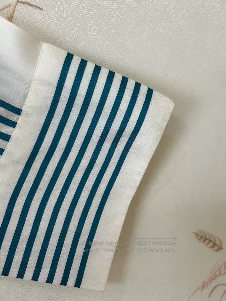 Loro Piana LORO PIANA Blue and white striped silk casual top Size S / US 4 / IT 40 - 3 Thumbnail