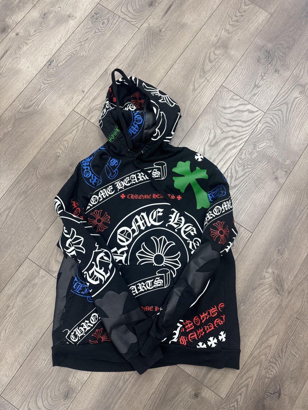 【Chrome Hearts】Stencil Hoodie★フーディ★Black Chrome Hearts Black Stencil Hoodie - Size XS