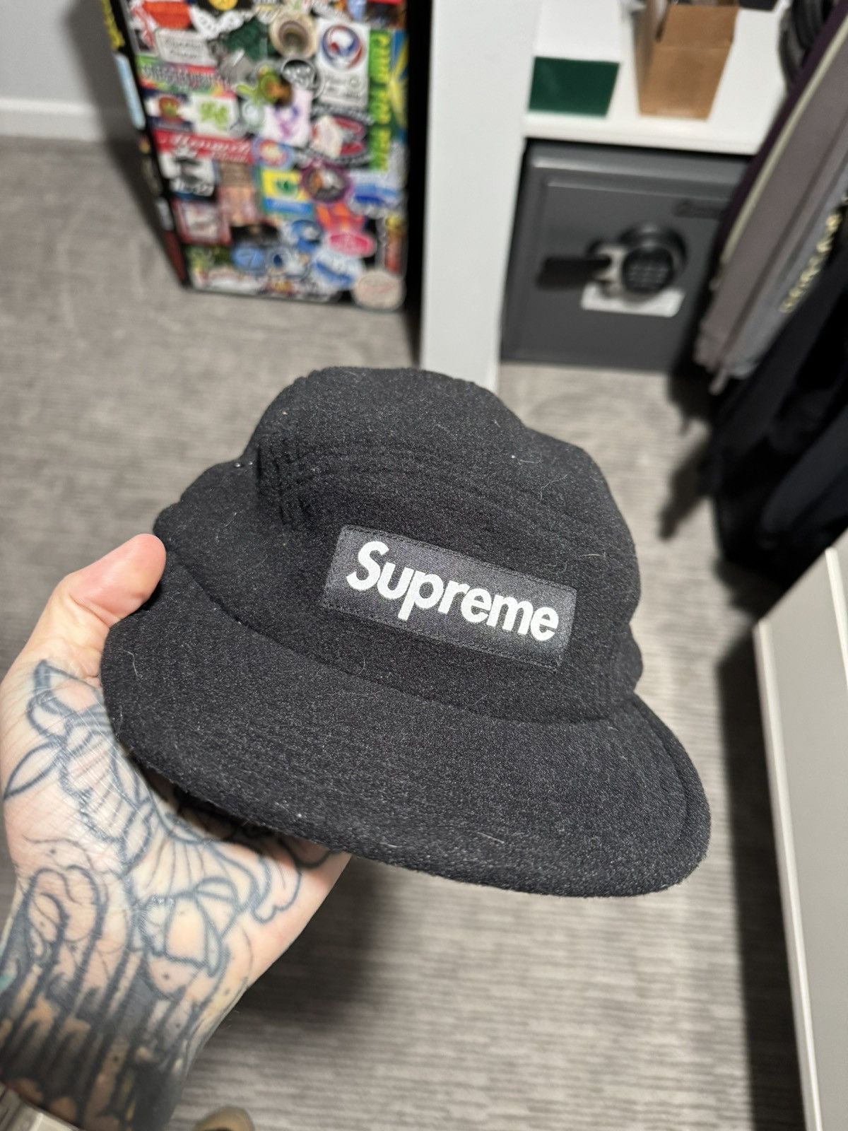 Supreme Supreme Fleece Pullcord Camp Cap Black FW18 Size ONE SIZE - 1 Thumbnail