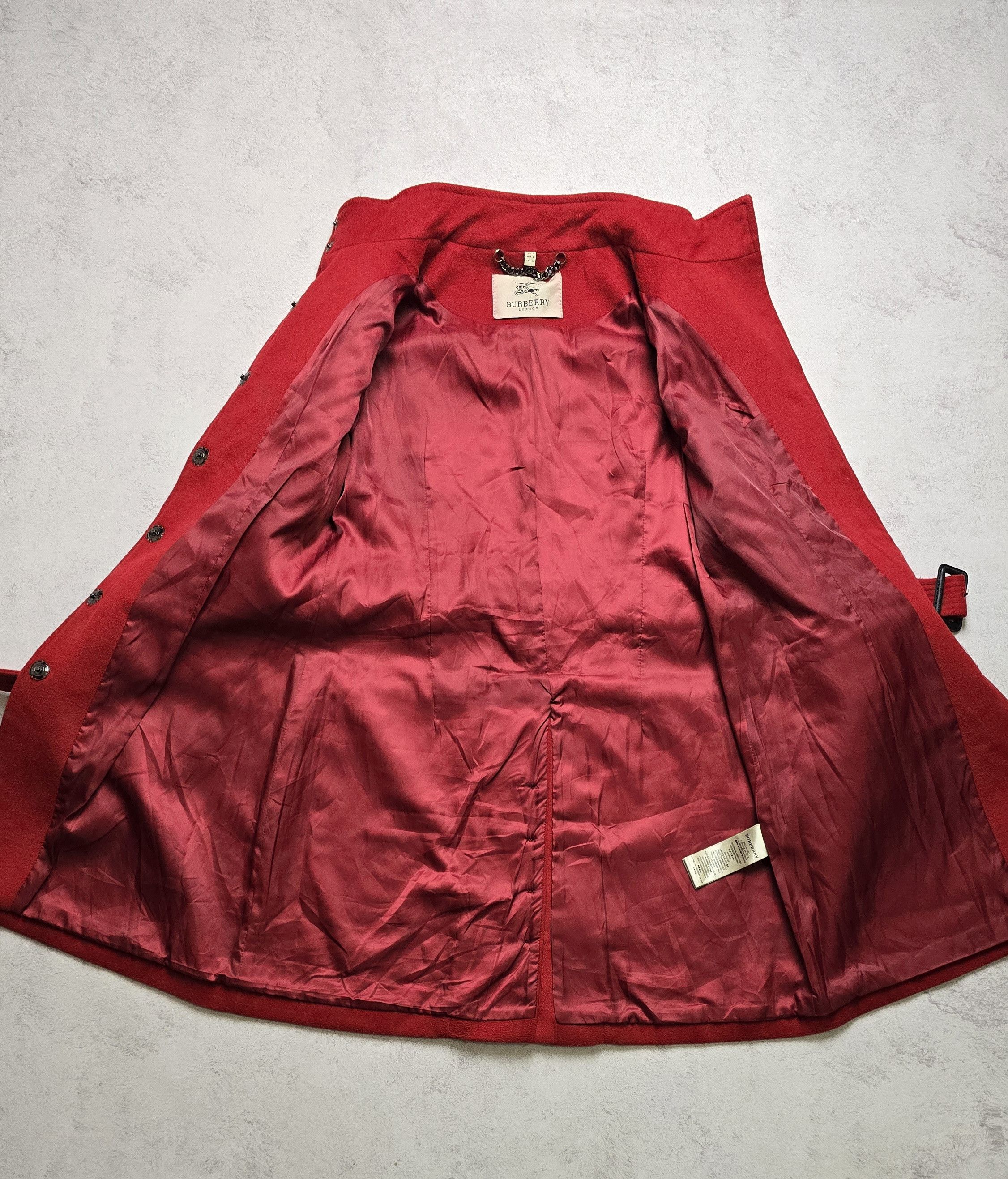 Burberry Burberry Women's Red Wool Belted Coat Size S / US 4 / IT 40 - 18 Thumbnail