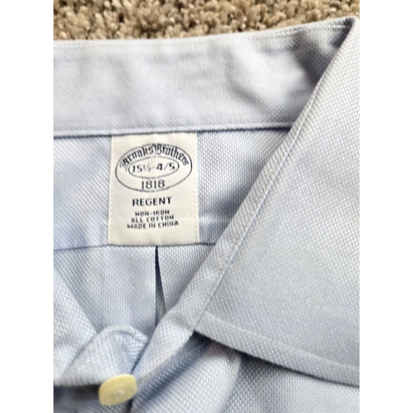 Brooks Brothers Brooks Brothers Regent Dress Shirt 15.5-4/5 Mens Blue Button Up Long Sleeve - Cotton, Non-Iron, Regular Fit, Classic, Casual, Business Size 42R - 6 Thumbnail