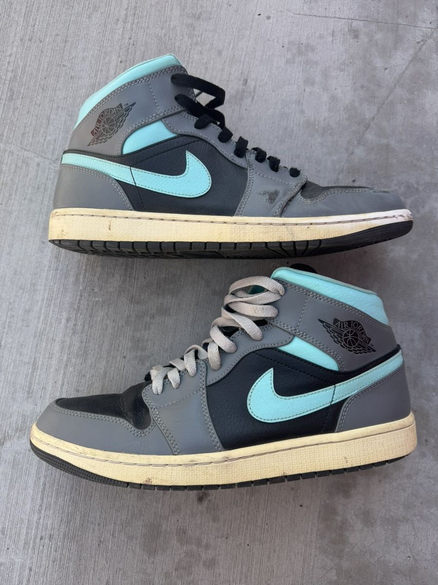 Jordan Brand JORDAN 1 MID GREY AQUA GREEN GLOW SIZE 11.5 Size US 11.5 / EU 44-45 - 1 Thumbnail