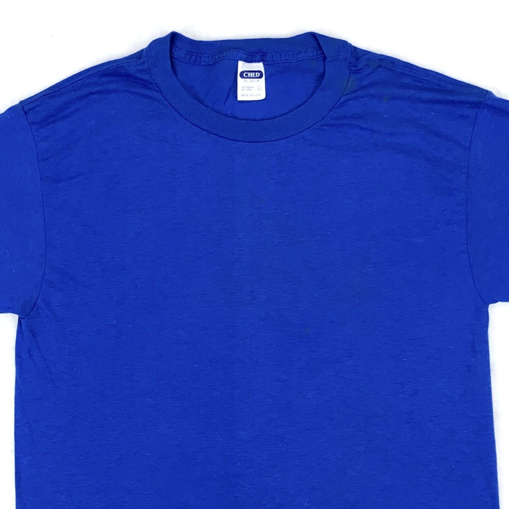 Vintage VINTAGE Ched BLANK T-Shirt SMALL/MEDIUM BLUE single stitch 80s PAPER THIN Mens Size US S / EU 44-46 / 1 - 4 Thumbnail
