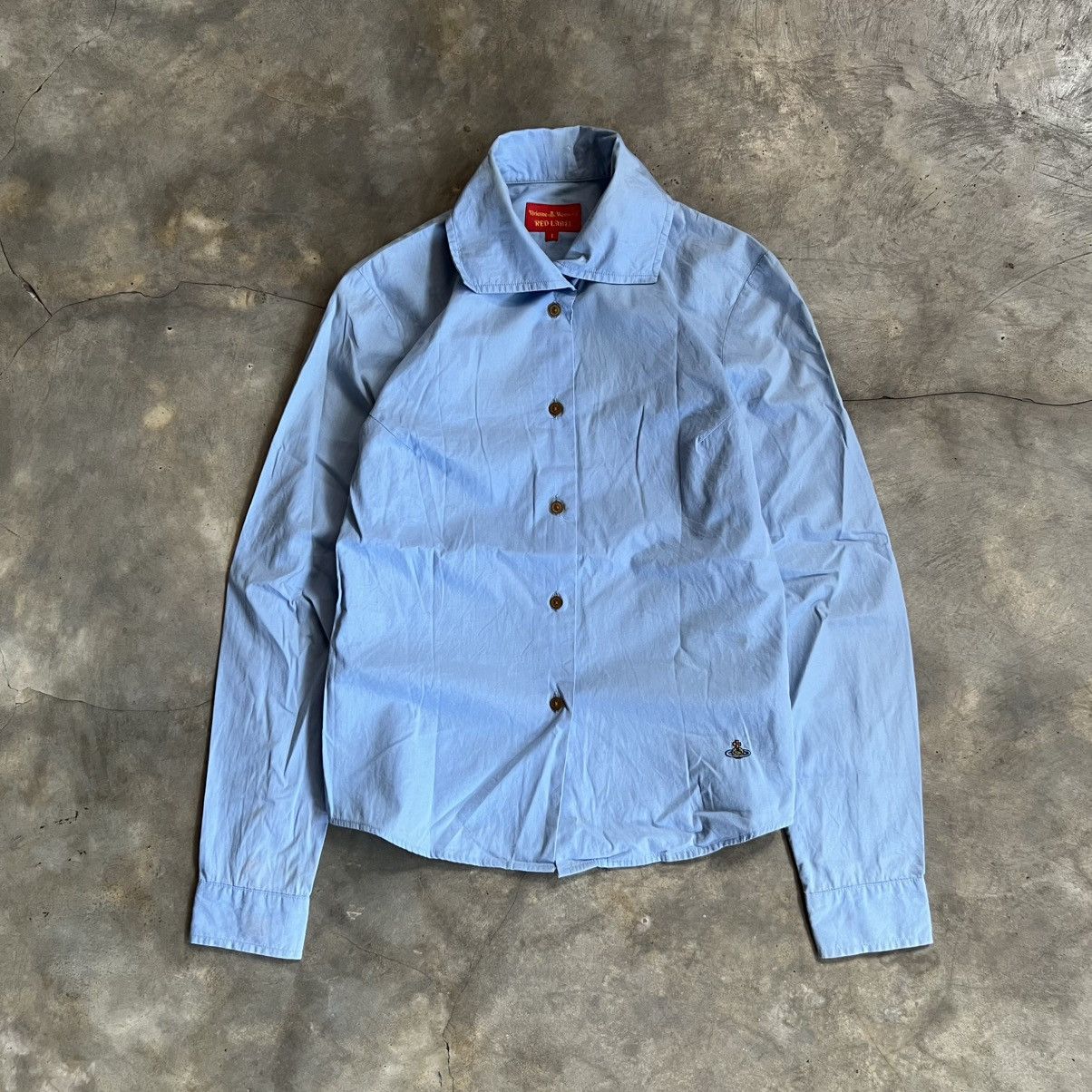 Vintage 90's Vivienne Westwood Red Label Button Up Shirt in Blue, Women's (Size Medium)