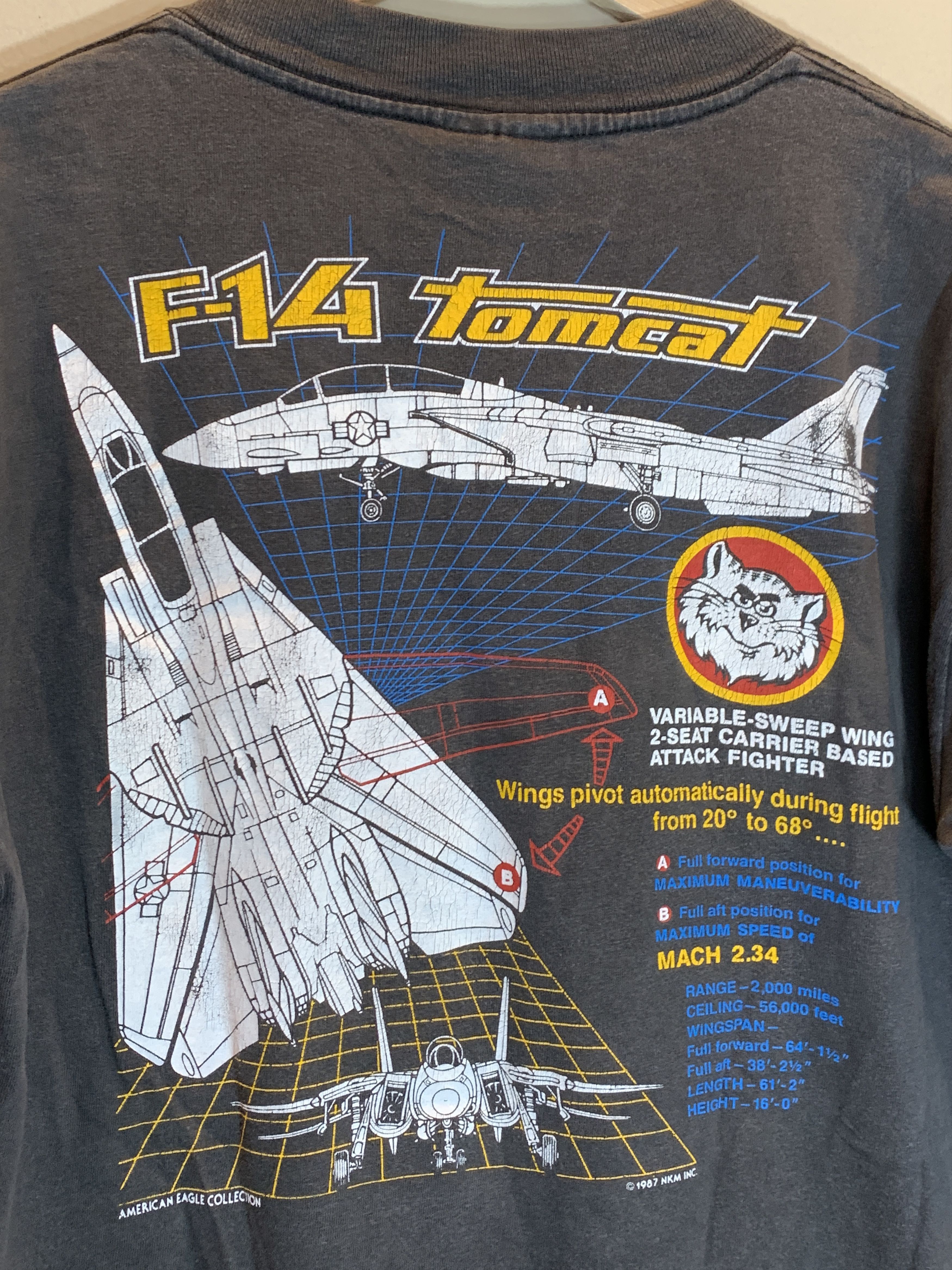 Vintage RARE Vintage 80s F14 Tomcat Top Gun Military Jet Plane Shirt Size US L / EU 52-54 / 3 - 4 Thumbnail