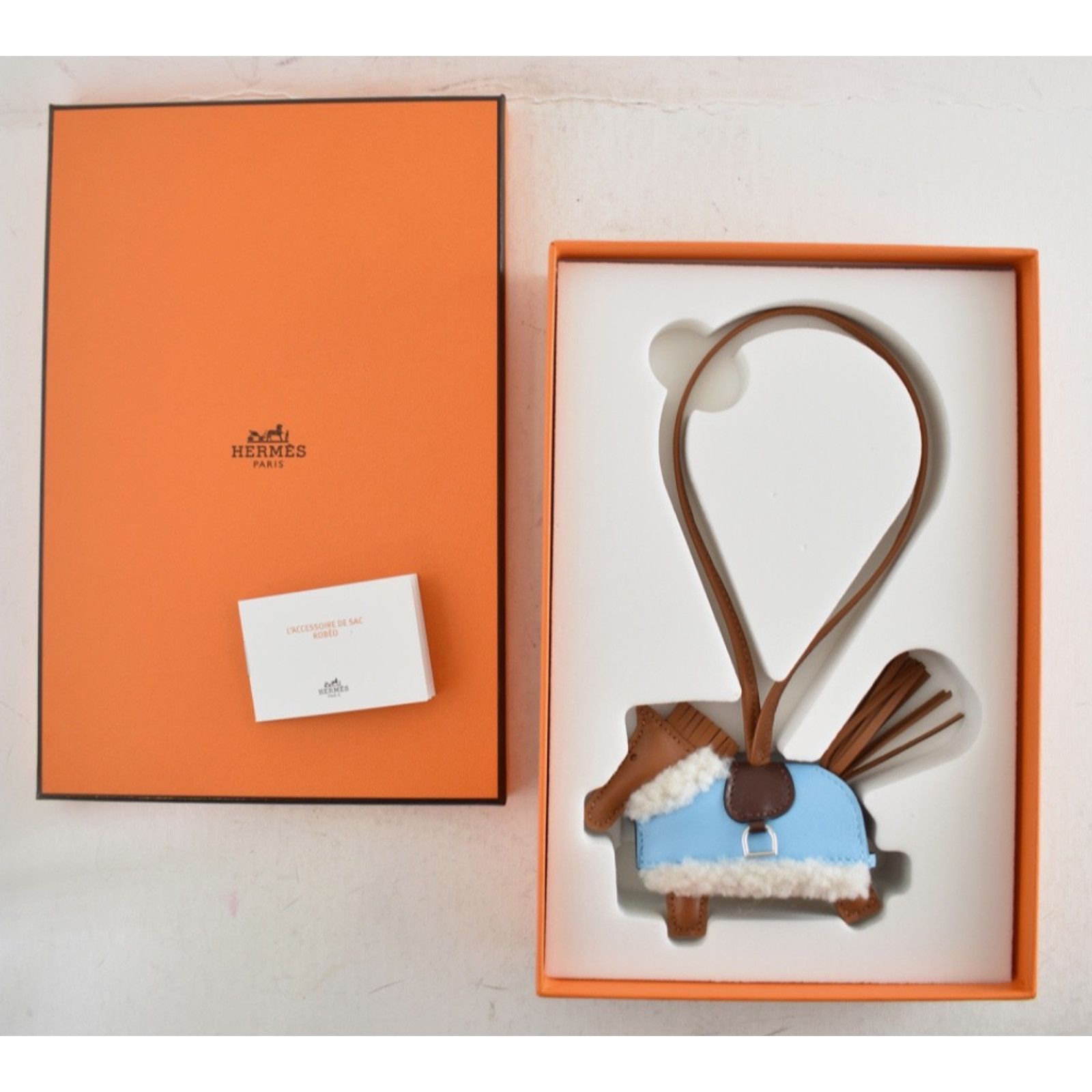 Hermes Hermes Horse Rodeo Robeo Plush Blue Celeste Milo Leather Size ONE SIZE - 2 Thumbnail