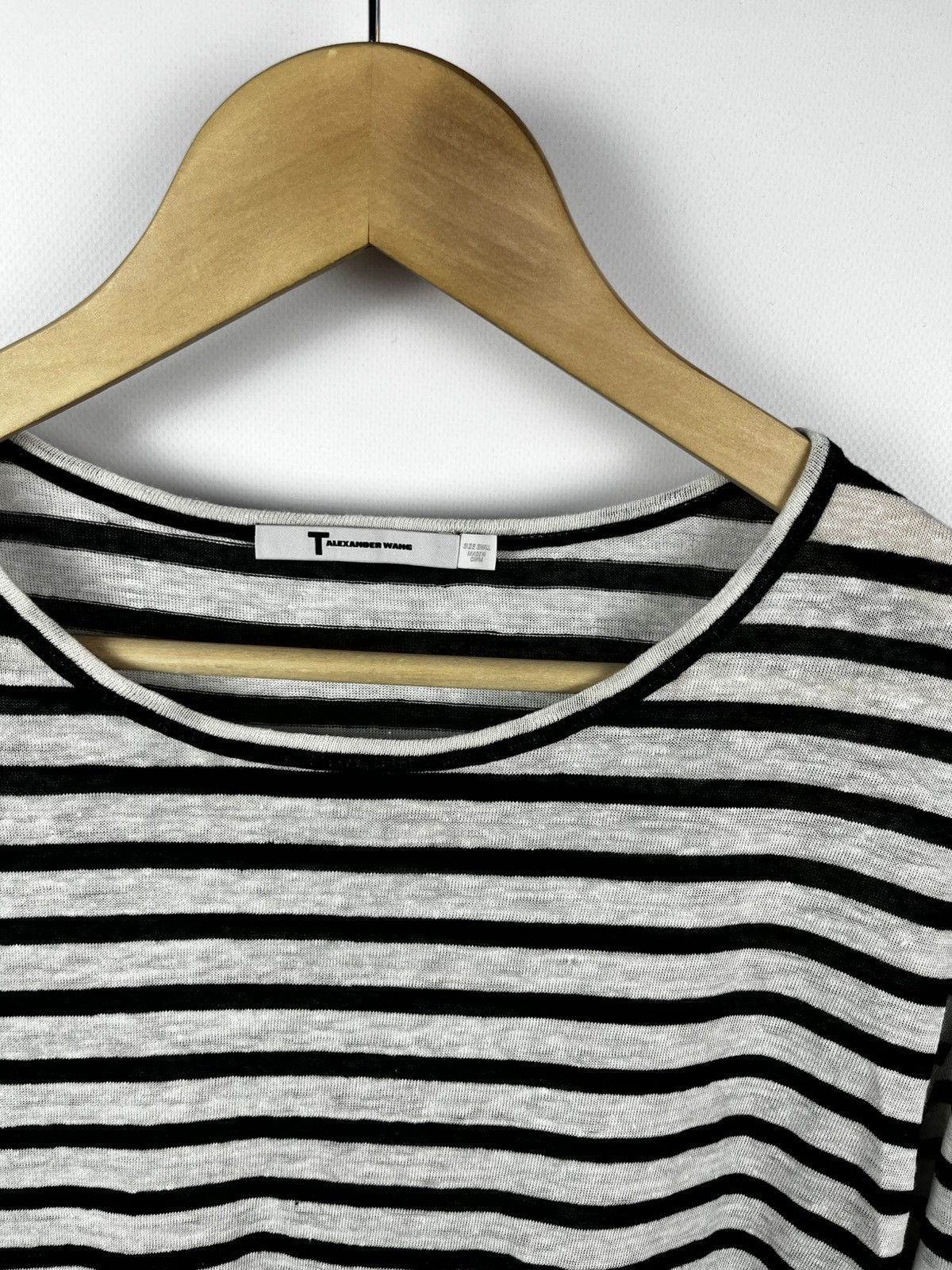 Alexander Wang Womens T. Alexander Wang Long Sleeve Striped Top Black White Size S / US 4 / IT 40 - 2 Thumbnail