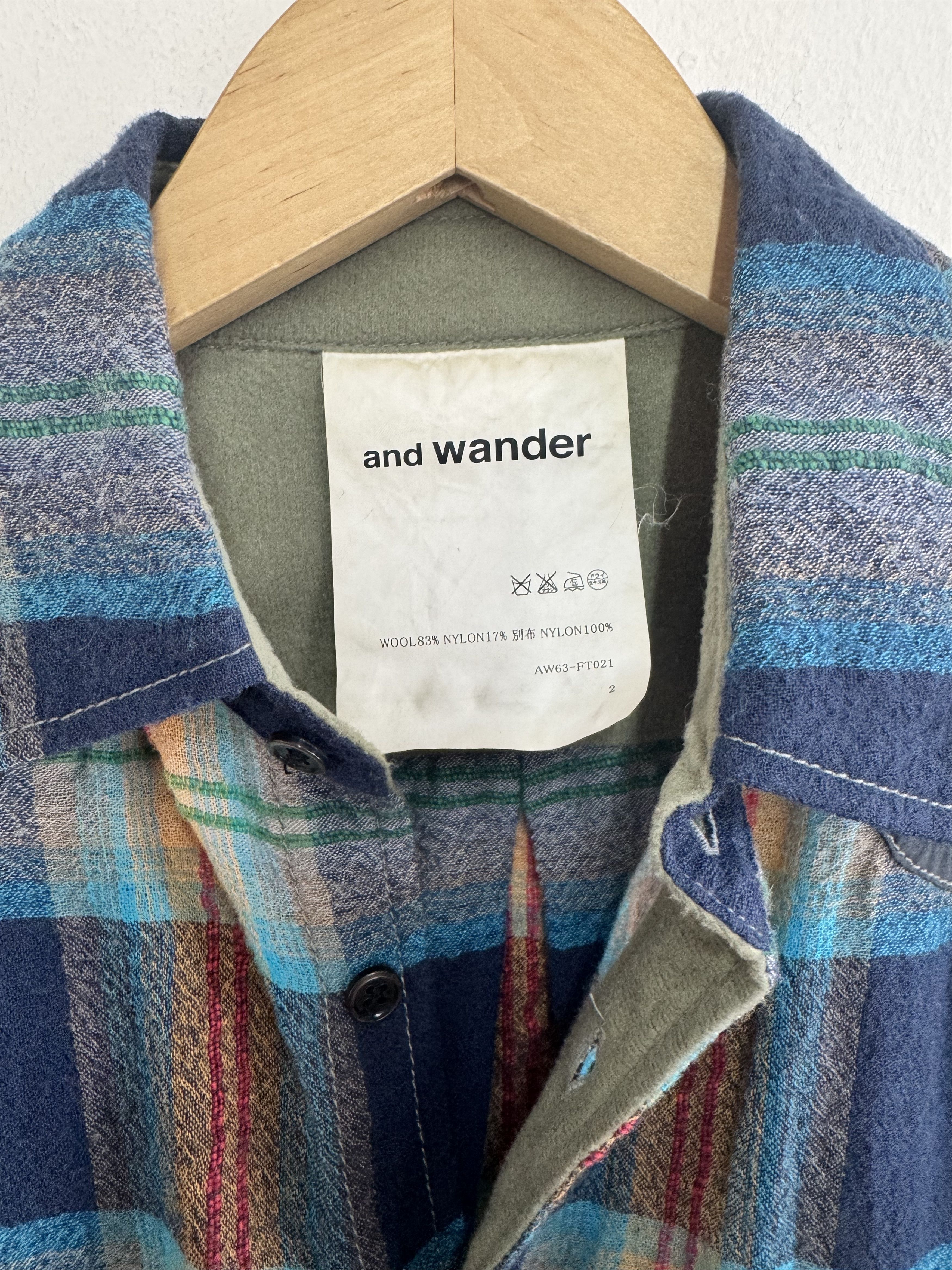 And Wander and wander Wool Check Shirt - Plaid / Multicolor Size US M / EU 48-50 / 2 - 5 Thumbnail