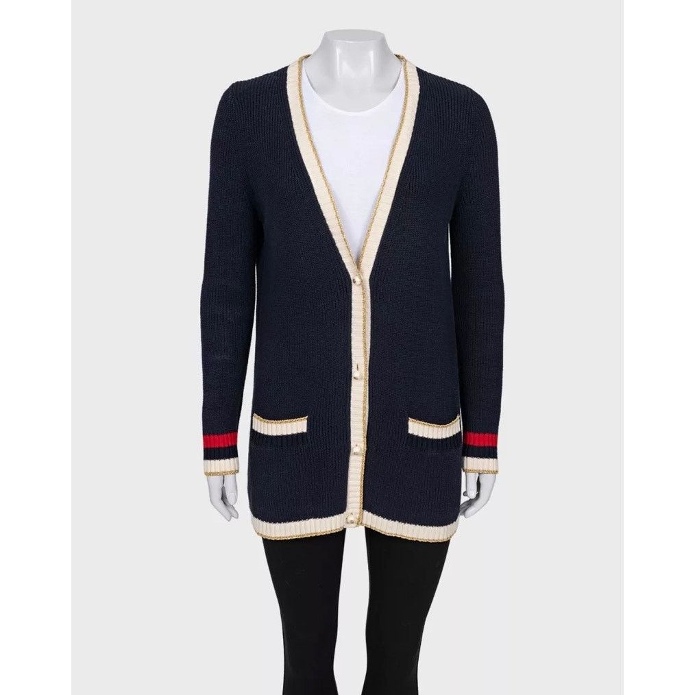 Gucci Gucci Straight Blue Embroidered Cardigan - Size S Size S / US 4 / IT 40 - 1 Thumbnail