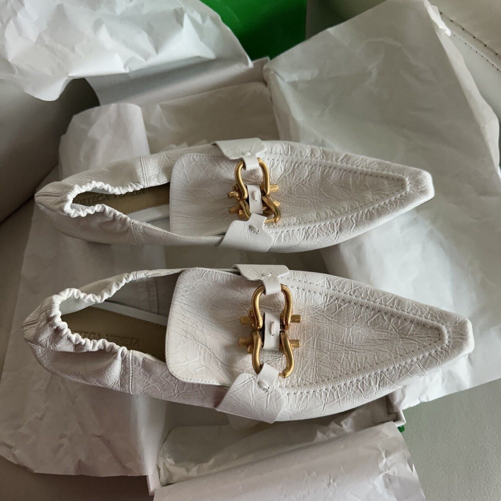 Bottega Veneta NEW BOTTEGA VENETA Mocassins Madame White Gold Sz 40.5 Loafe Size US 10.5 / IT 40.5 - 4 Thumbnail