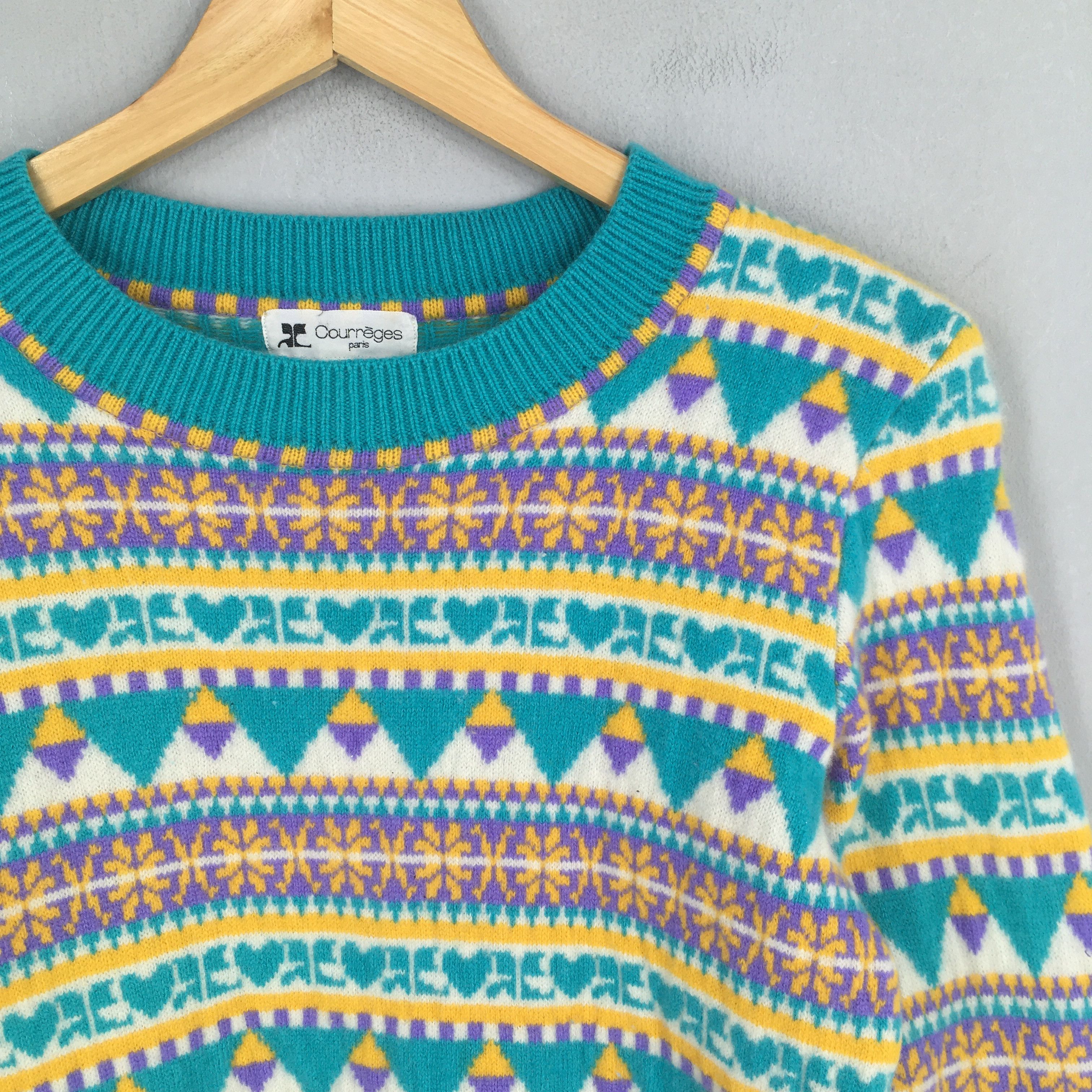 Courreges Vintage 80s Courreges Paris Knitwear Native Pattern XSmall Size XS / US 0-2 / IT 36-38 - 2 Thumbnail