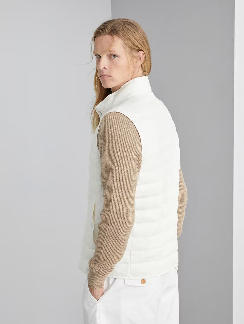 Brunello Cucinelli o1la1rc1a0425 Goose Down Padded Vest in Off White Size US XL / EU 56 / 4 - 3 Thumbnail