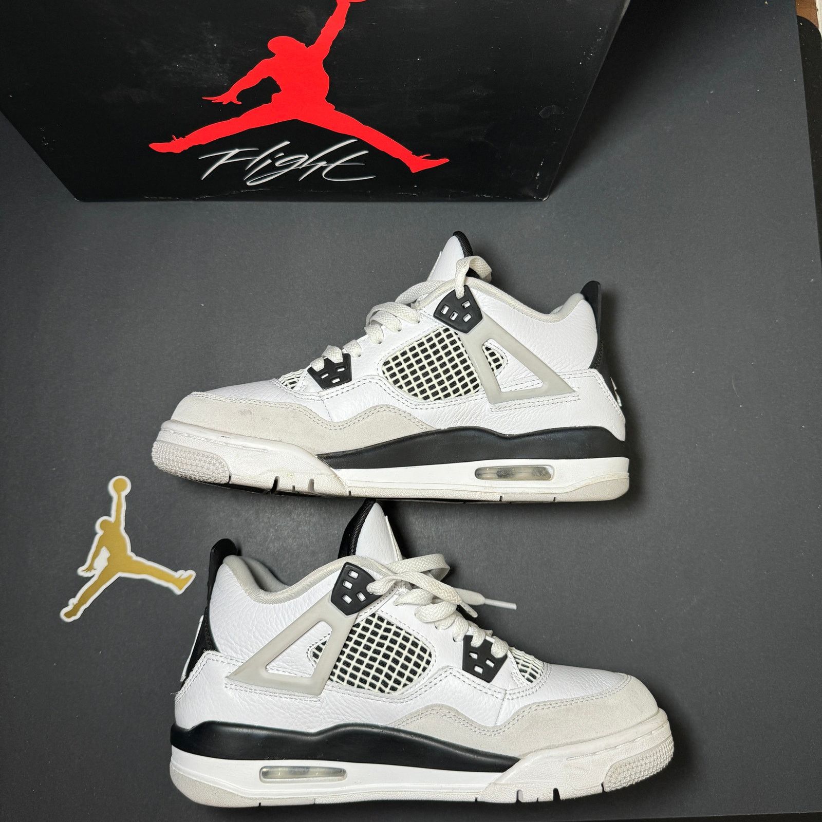Jordan Brand × Nike Size 7 Nike Air Jordan 4 Retro GS Military Black Men's Shoes Size US 7 / EU 40 - 3 Thumbnail