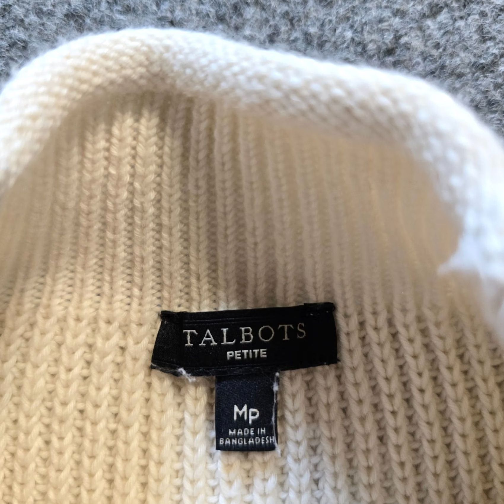 Talbots Talbots Sweater Womens Size M Petite White Blue Striped Nautical Preppy Pullover Raglan Sleeve Mock Neck Knit Cotton Regular Knit Pattern Striped Size M / US 6-8 / IT 42-44 - 4 Thumbnail
