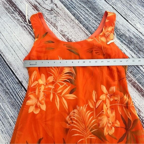 Vintage Vintage 90’s “Scarlett” Tropical Orange Sleeveless Dress Size XL / US 12-14 / IT 48-50 - 6 Thumbnail