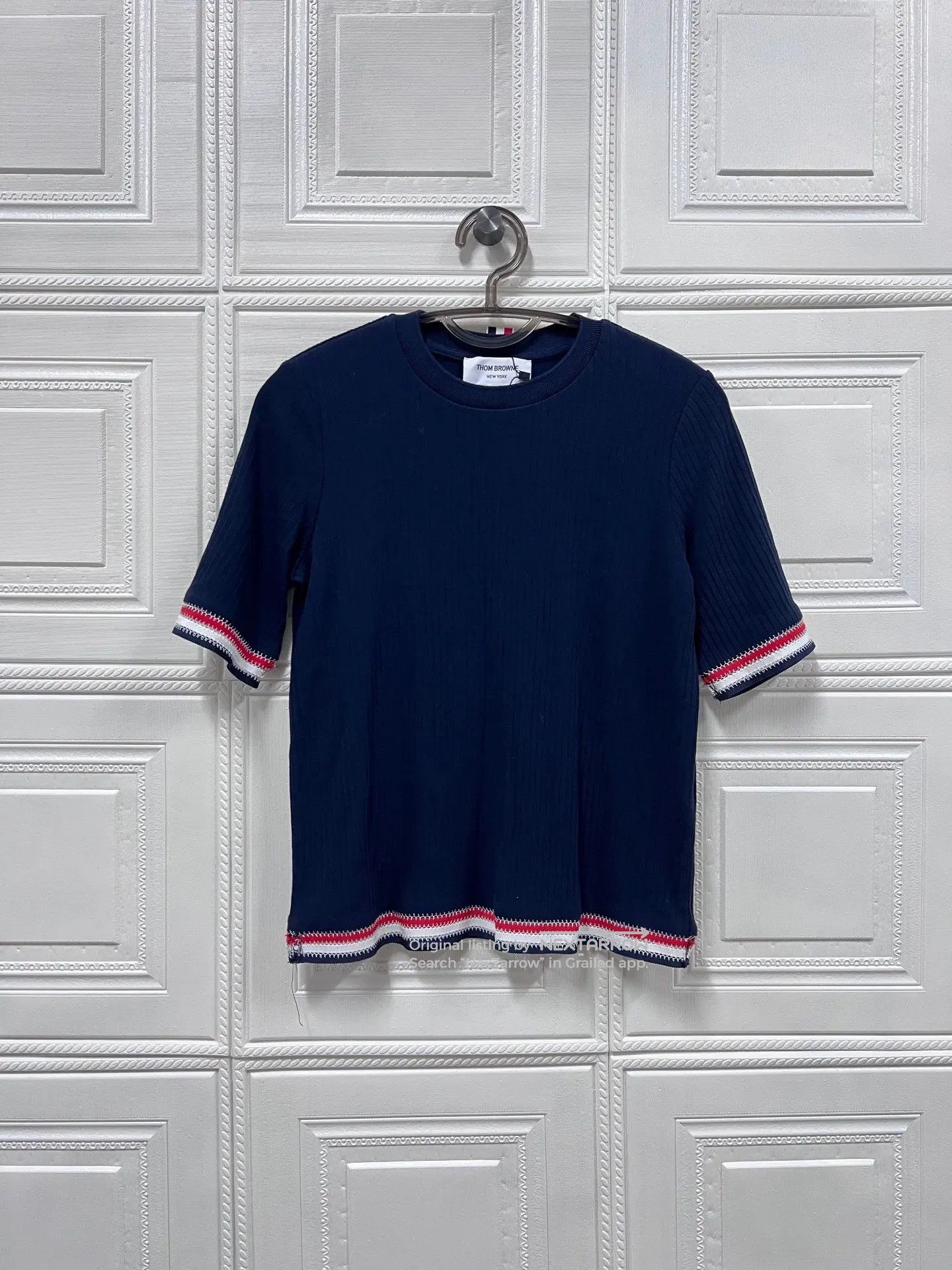 Thom Browne Navy Blue Striped Short Sleeve 40 99 New, Women's