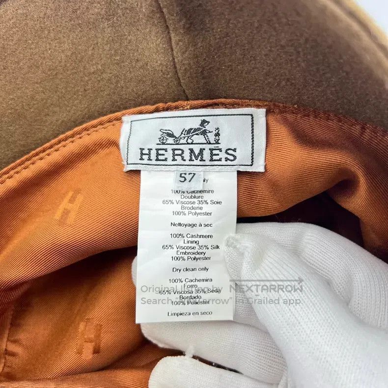 Hermes Hermes size 57 Brown Embroidered Cashmere Fisherman's Hat Size ONE SIZE - 4 Thumbnail