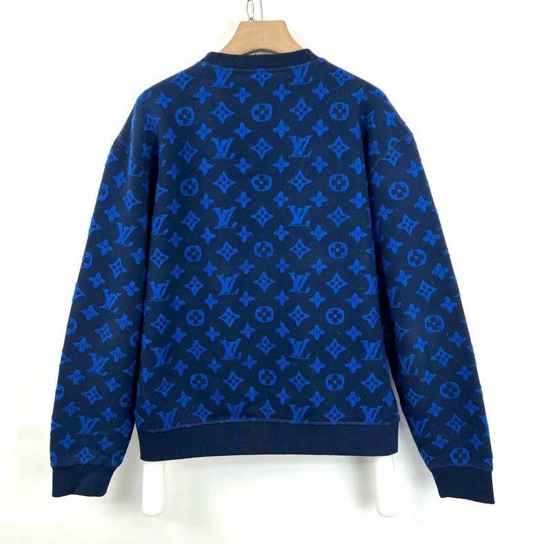 Louis Vuitton Louis Vuitton Blue presbyopic full logo flocked sweatshirt Size US L / EU 52-54 / 3 - 2 Thumbnail