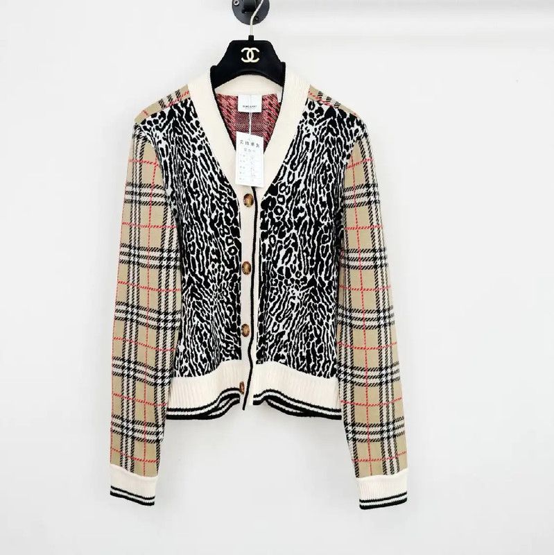 Burberry Summer Color-Block Long Sleeve Cardigan