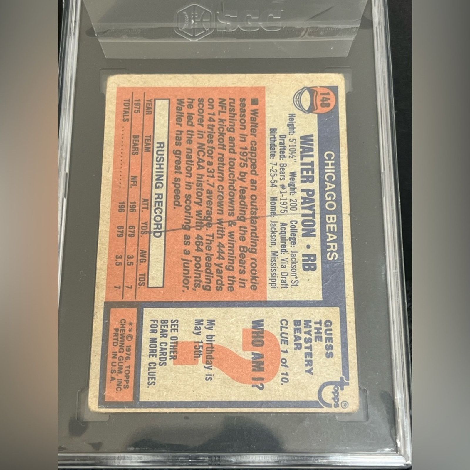 Other 1976 Topps Football #148 Walter Payton RC Rookie HOF SGC 1 Size ONE SIZE - 3 Thumbnail