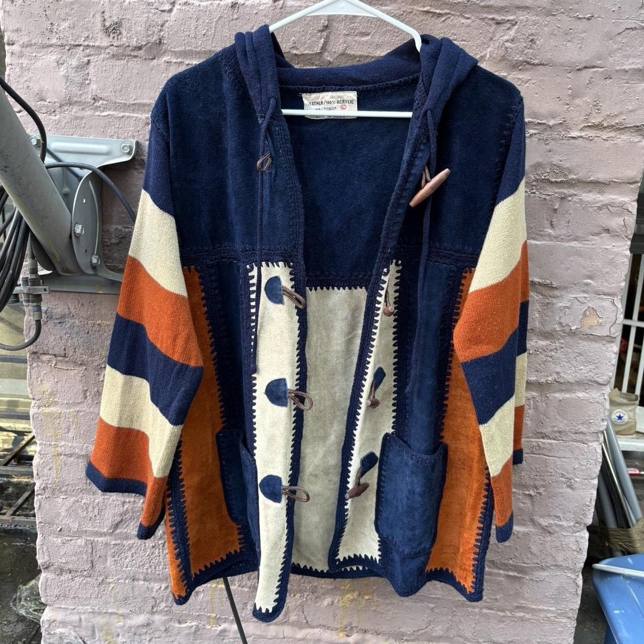 Genuine Leather Vintage 60s Suede Leather Patchwork Toggle Hooded Jacket Size US L / EU 52-54 / 3 - 3 Thumbnail