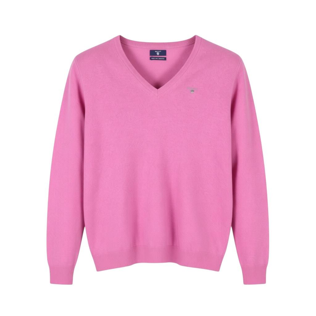 Gant EXTRAFINE LAMBSWOOL V-NECK L Light Fuchsia Knit 88065 Size L / US 10 / IT 46 - 1 Thumbnail